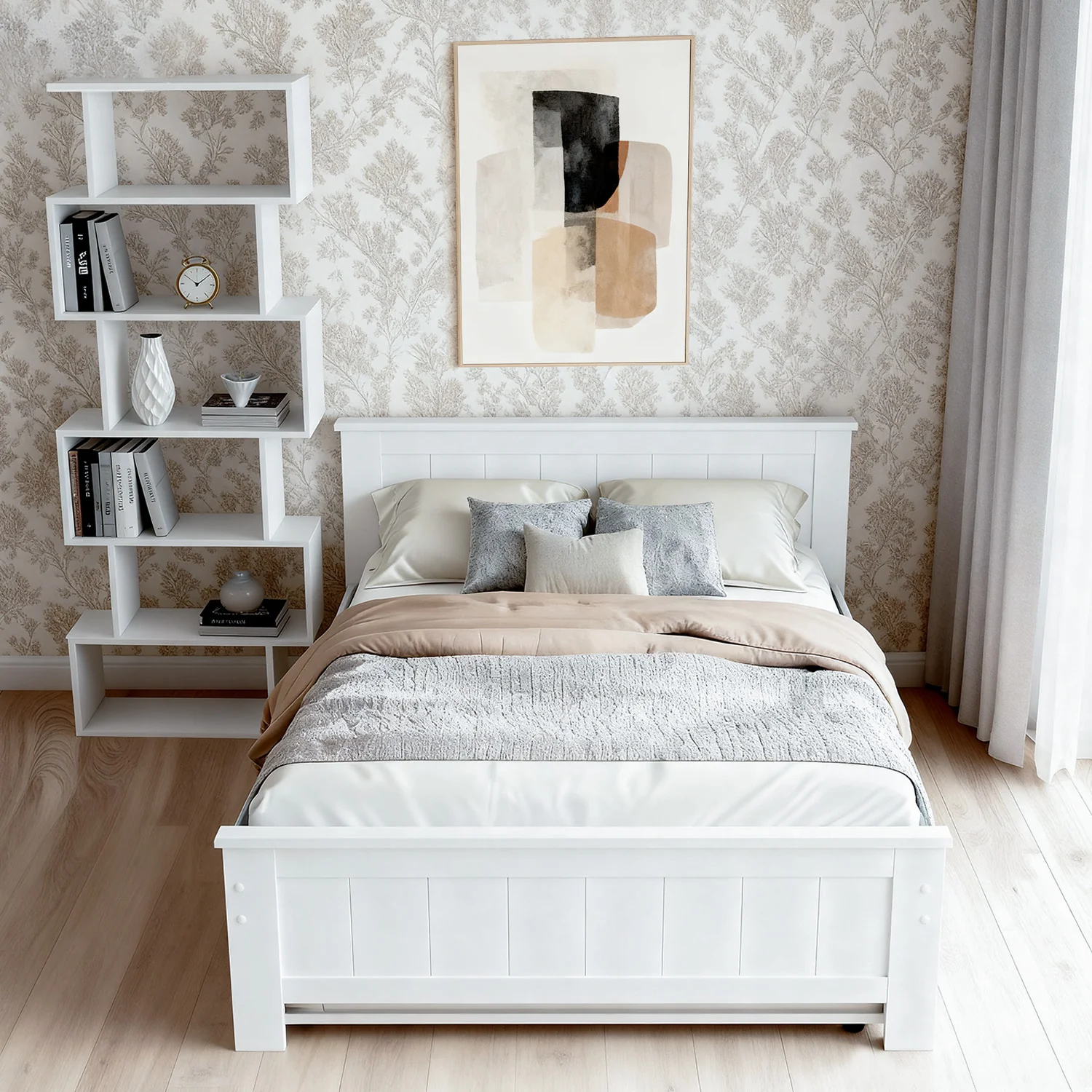 Artiss Bed Frame King Single and Bookshelf - Image 4