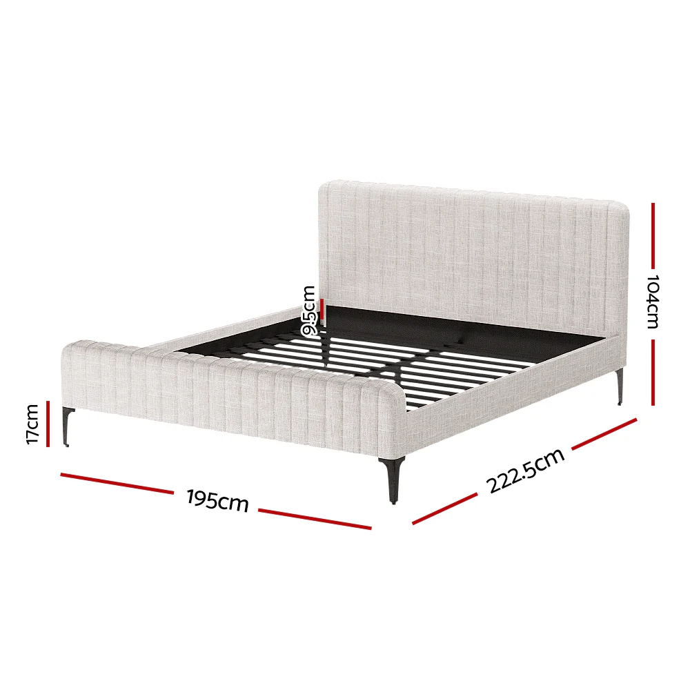 Artiss Bed Frame King Size Beige AMMY - Image 2