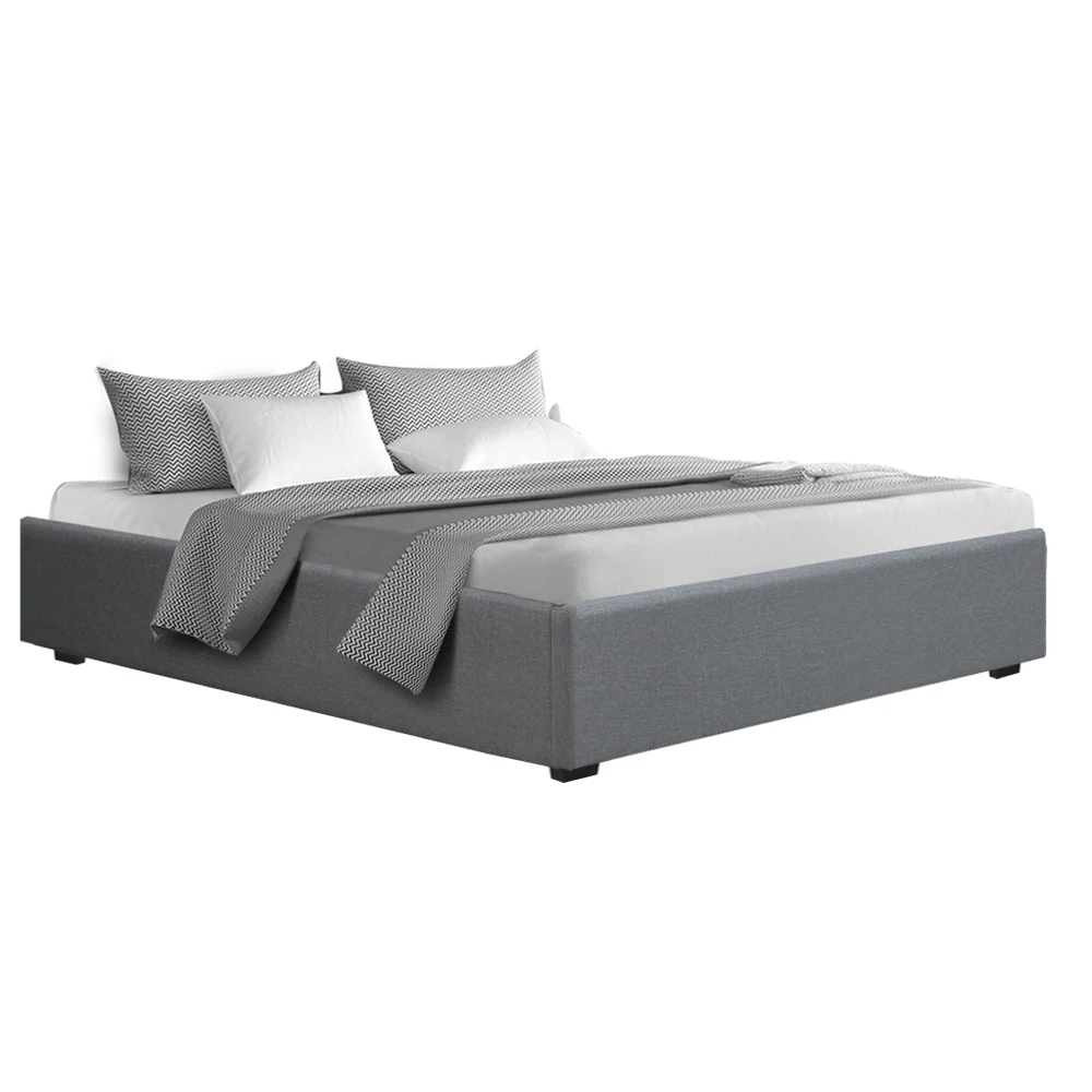 Artiss Bed Frame King Size Gas Lift Base Grey TOKI - Image 8