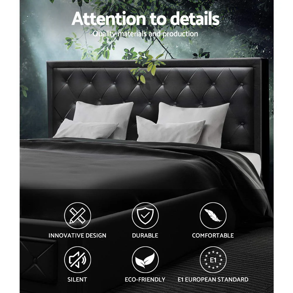 Artiss Bed Frame King Size Gas Lift Black TIYO - Image 3