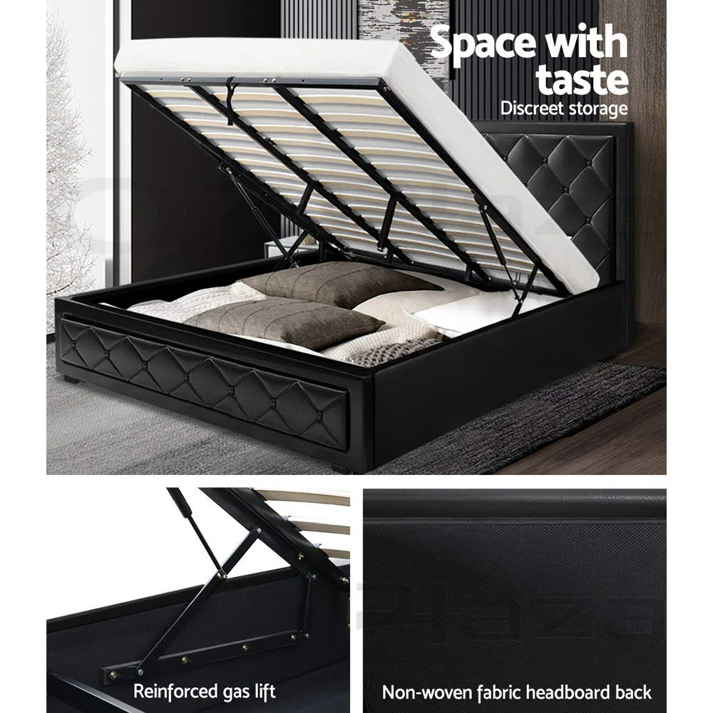 Artiss Bed Frame King Size Gas Lift Black TIYO - Image 4