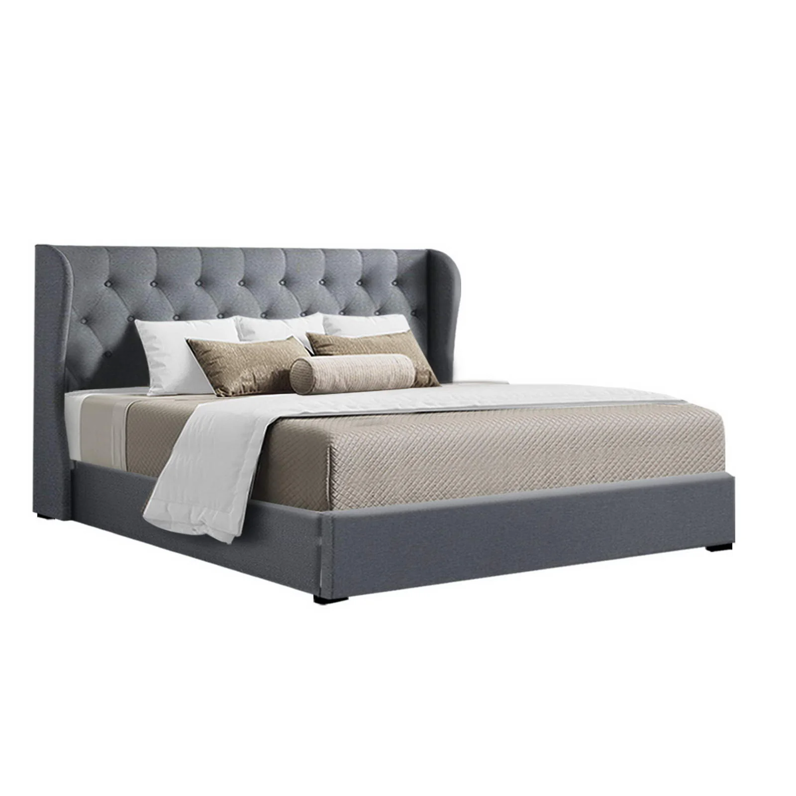 Artiss Bed Frame King Size Gas Lift Grey ISSA - Image 8