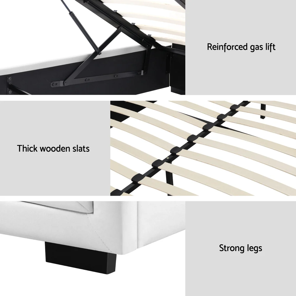 Artiss Bed Frame King Size Gas Lift White TIYO - Image 6