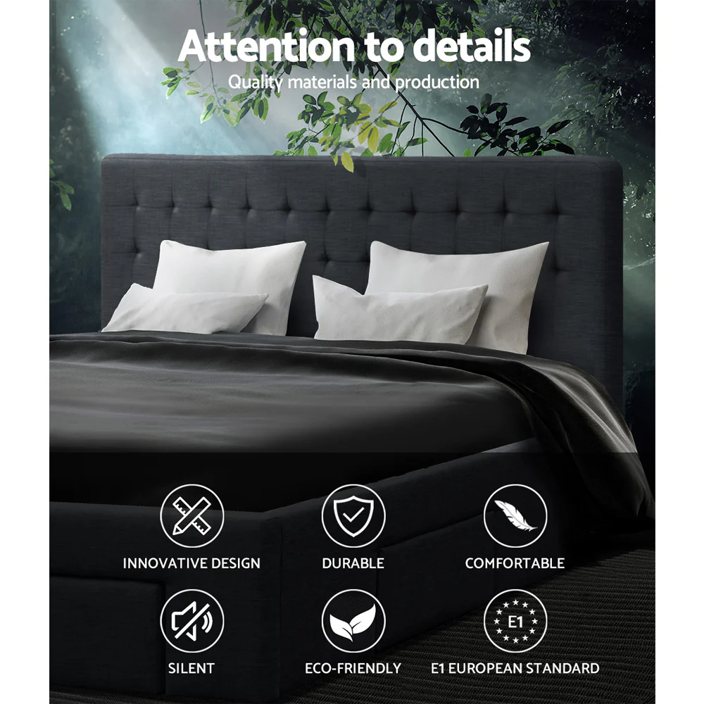 Artiss Bed Frame King Size with 4 Drawers Charcoal AVIO - Image 6