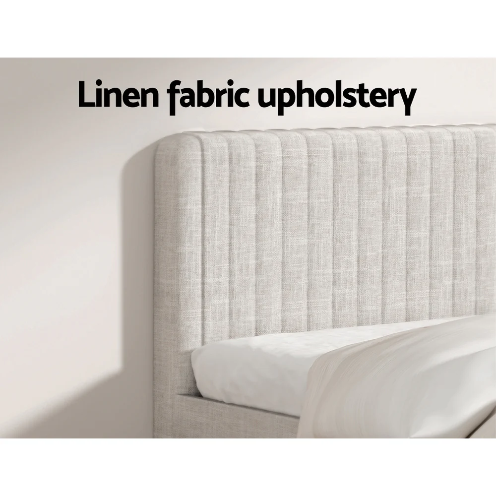 Artiss Bed Frame Queen Size Beige AMMY - Image 5