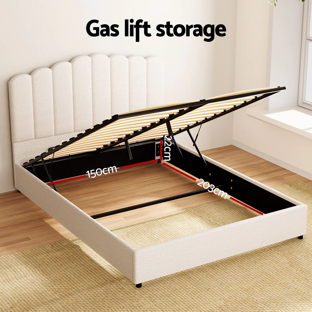 Artiss Bed Frame Queen Size Boucle FION - Image 5
