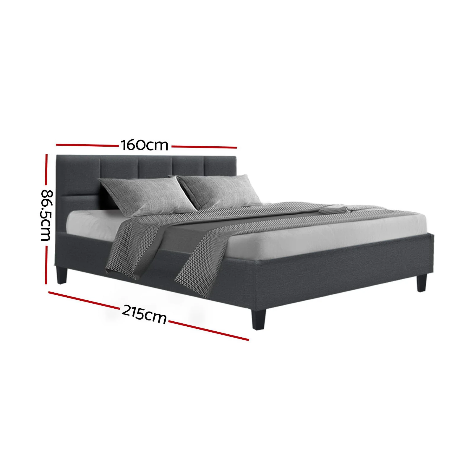 Artiss Bed Frame Queen Size Charcoal TINO - Image 3