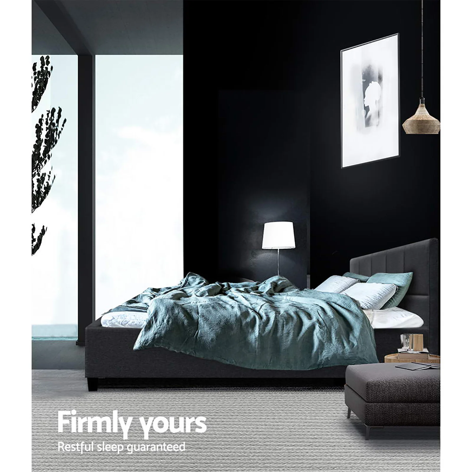 Artiss Bed Frame Queen Size Charcoal TINO - Image 6