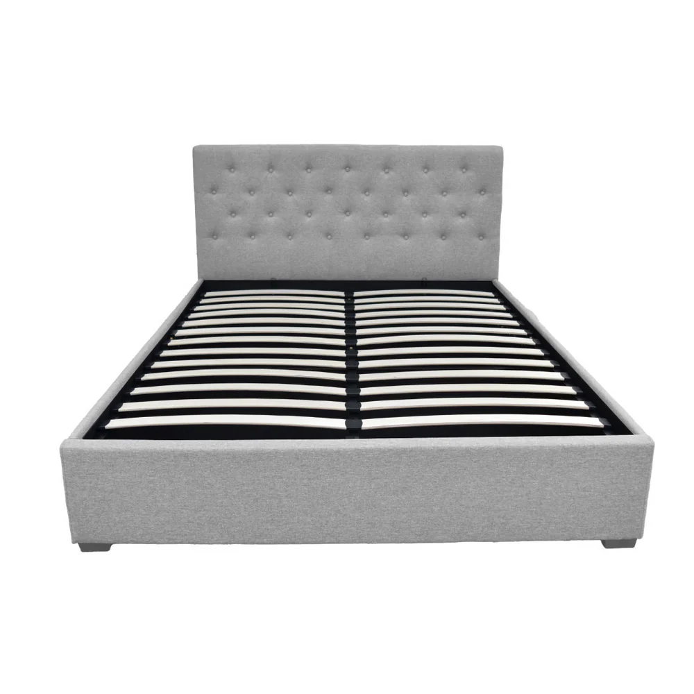 Artiss Bed Frame Queen Size Gas Lift Grey VILA - Image 3