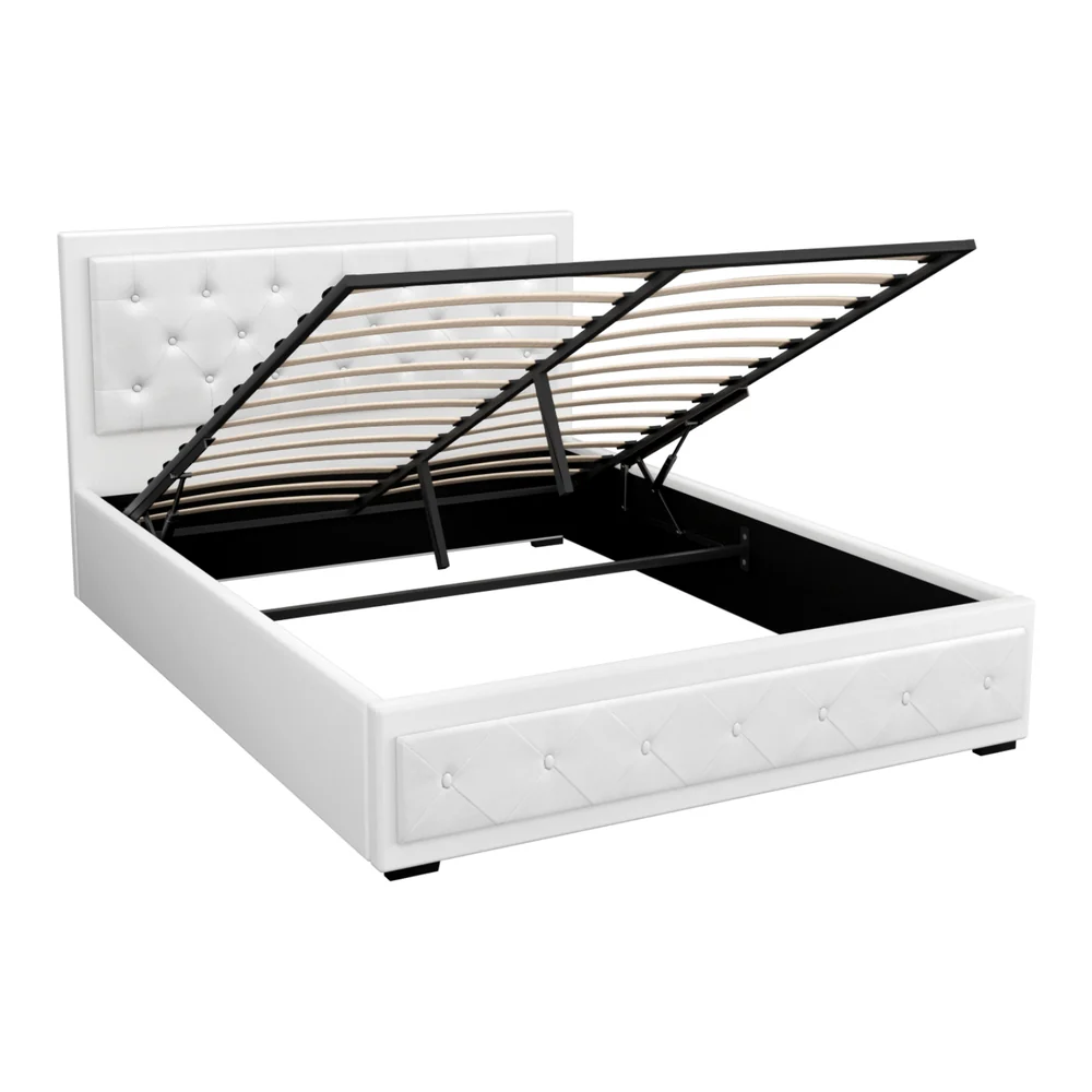Artiss Bed Frame Queen Size Gas Lift White TIYO - Image 2