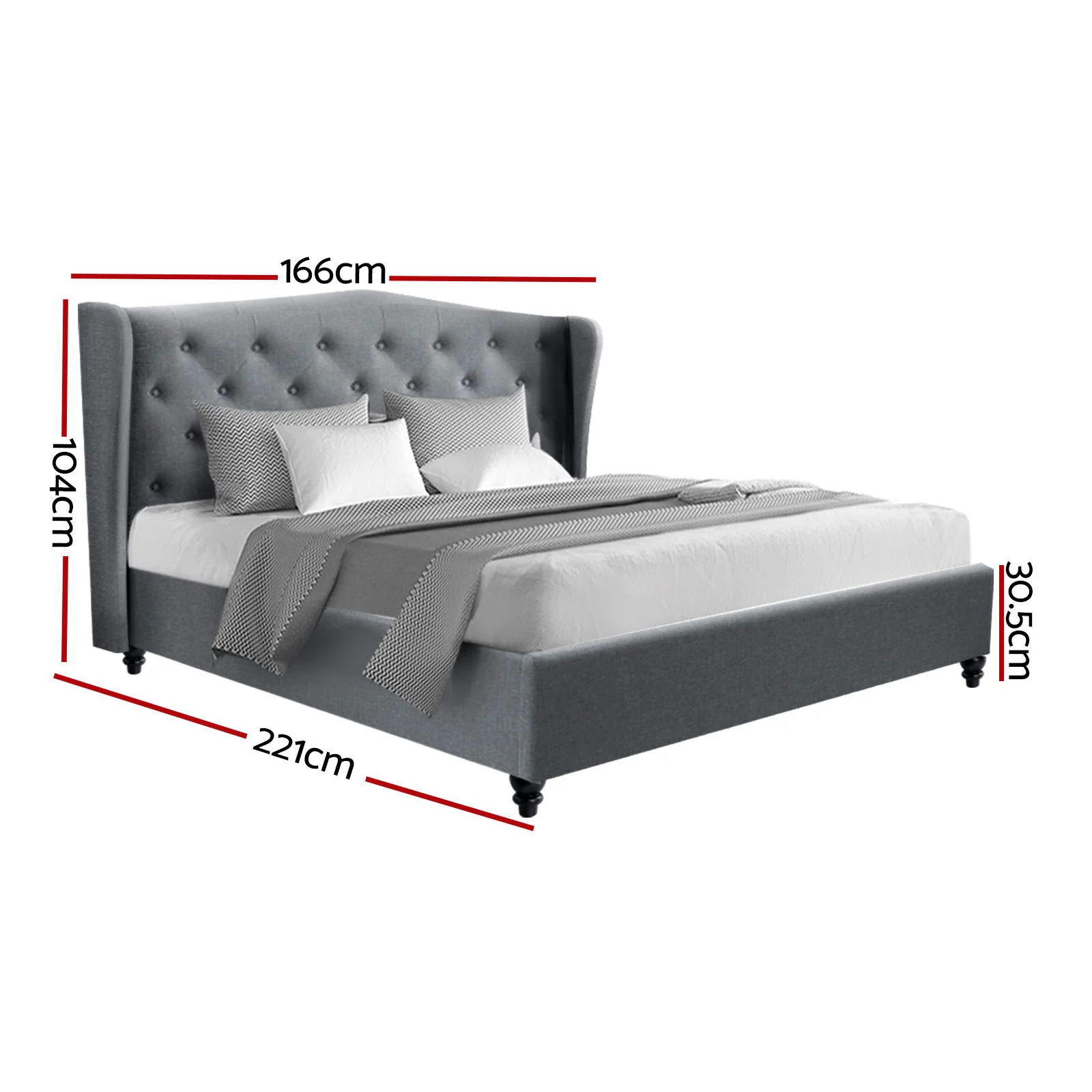 Artiss Bed Frame Queen Size Grey PIER - Image 3