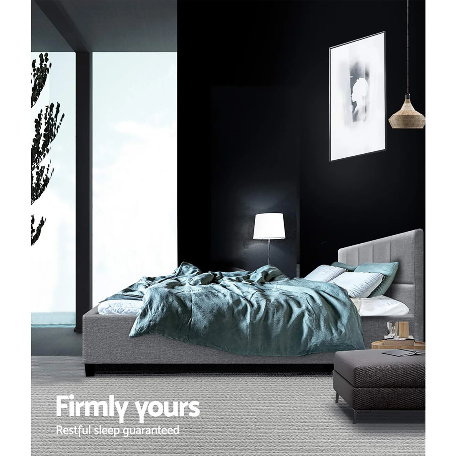 Artiss Bed Frame Queen Size Grey TINO - Image 6