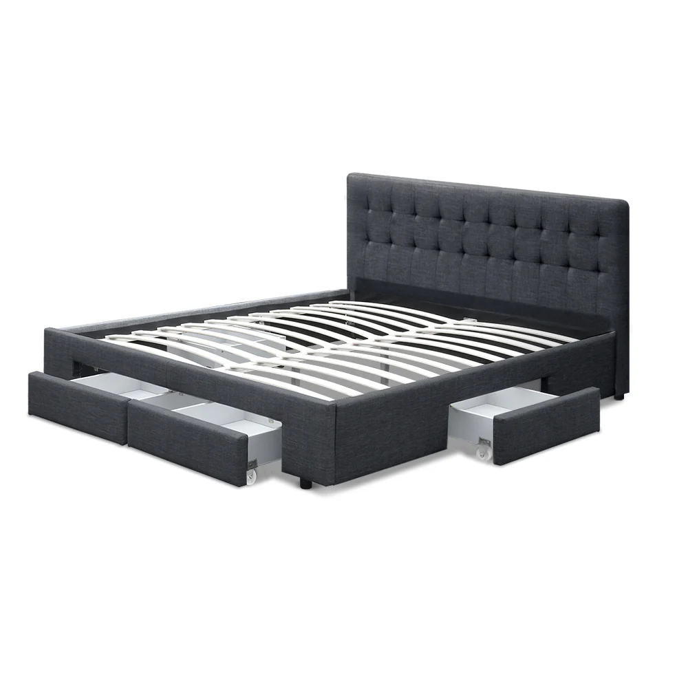 Artiss Bed Frame Queen Size with 4 Drawers Charcoal AVIO - Image 4