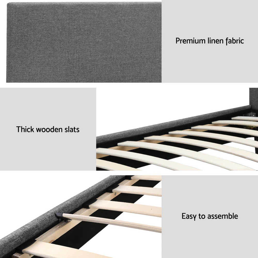 Artiss Bed Frame Single Size Grey NEO - Image 6