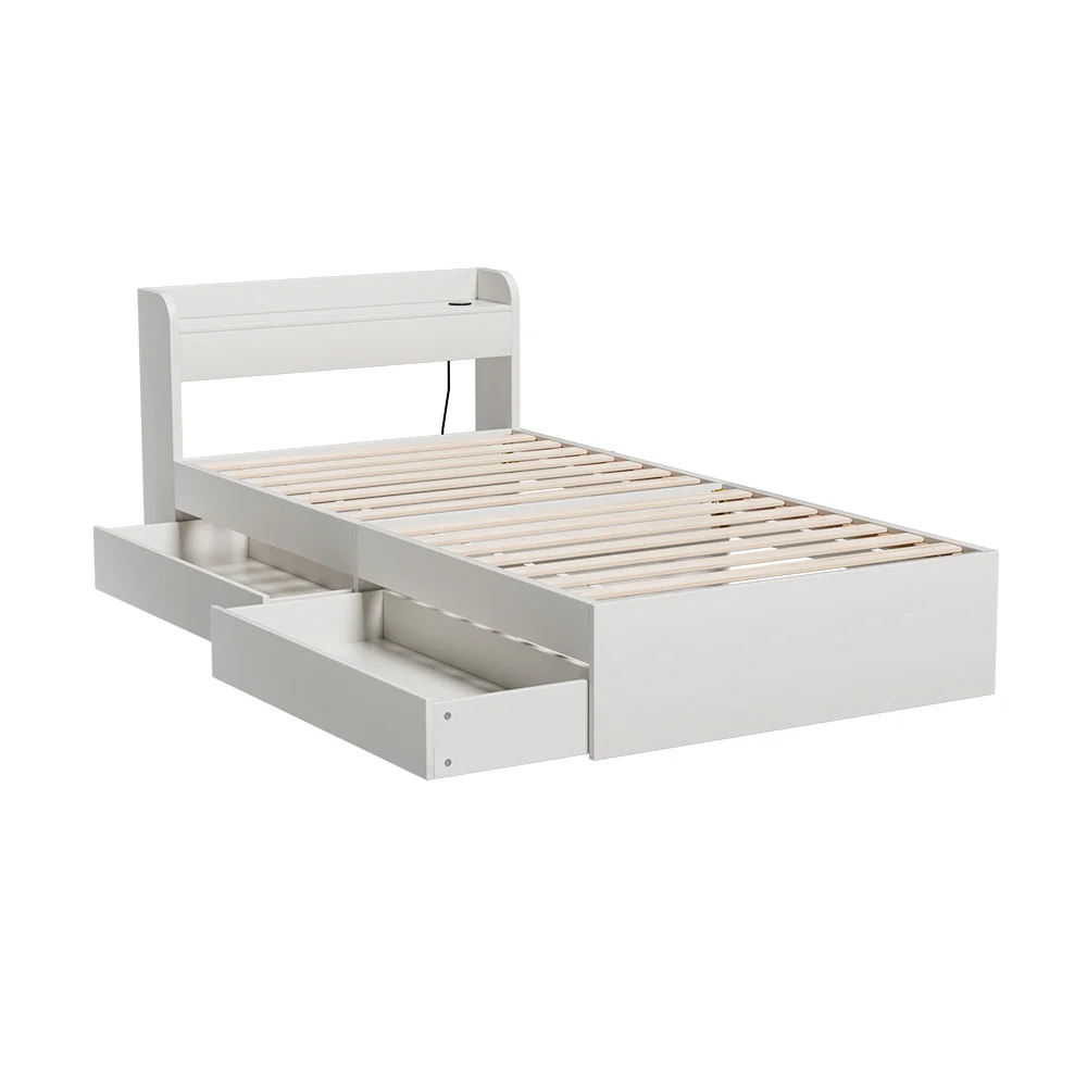 Artiss Bed Frame Single Size with Charging Ports and 2 Drawers AURA - Image 4