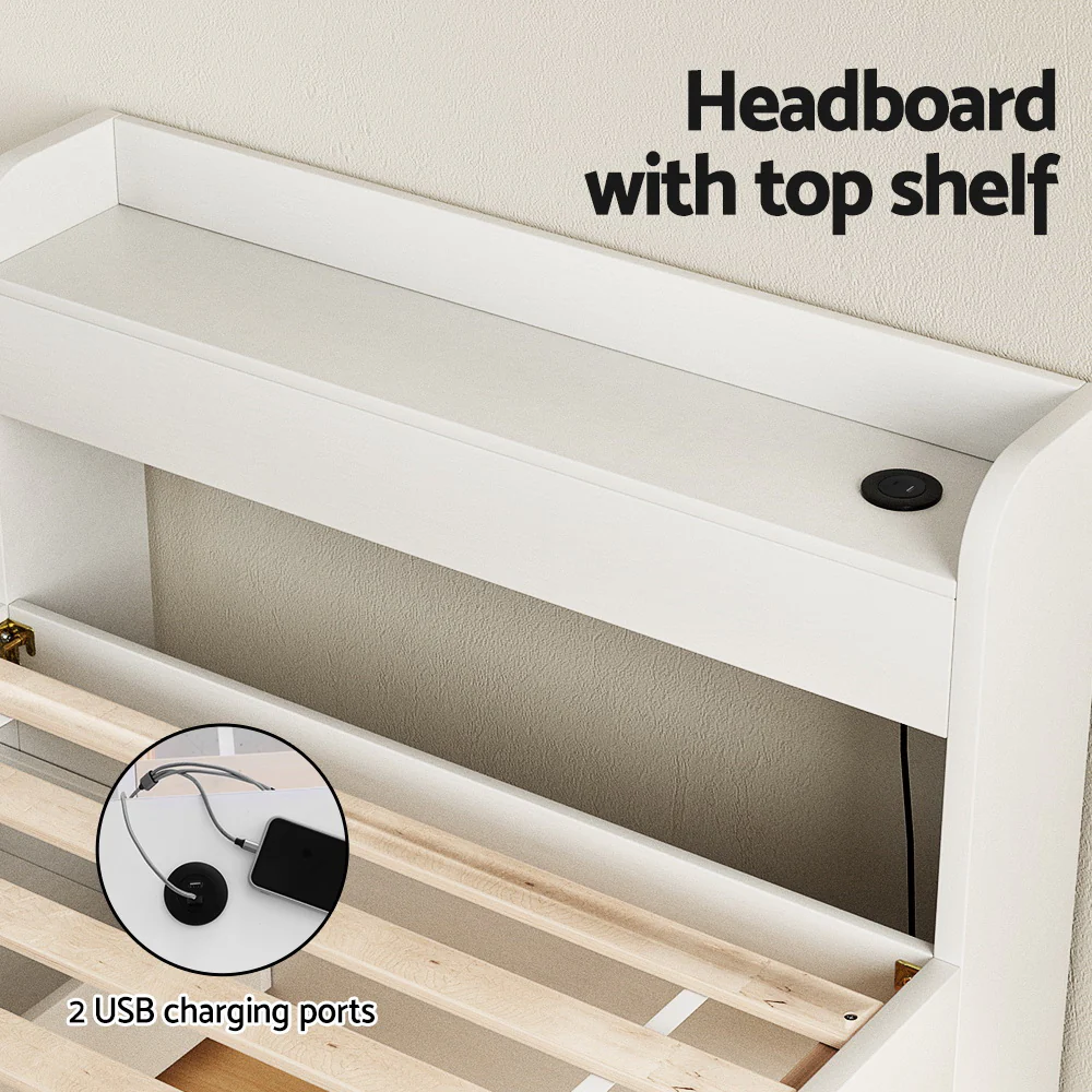 Artiss Bed Frame Single Size with Charging Ports and 2 Drawers AURA - Image 6
