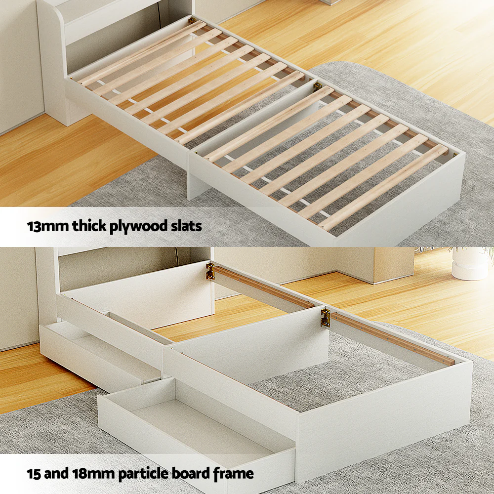 Artiss Bed Frame Single Size with Charging Ports and 2 Drawers AURA - Image 7