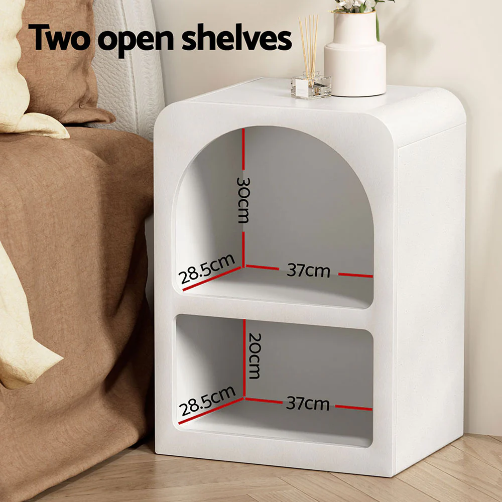 Artiss Bedside Table Shelves Side End Table Storage Nightstand White ARCHED - Image 6