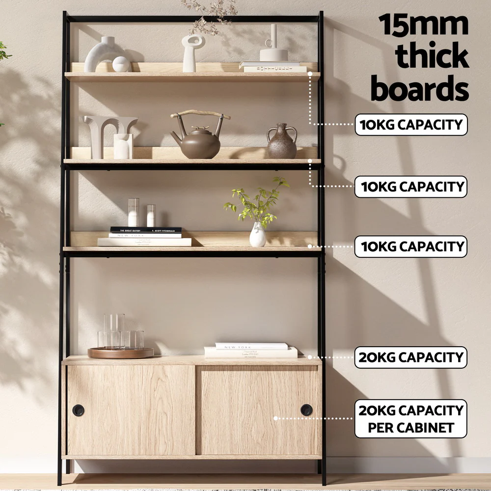 Artiss Bookshelf 5 Tier Cube Cabinet MIRA Oak - Image 7