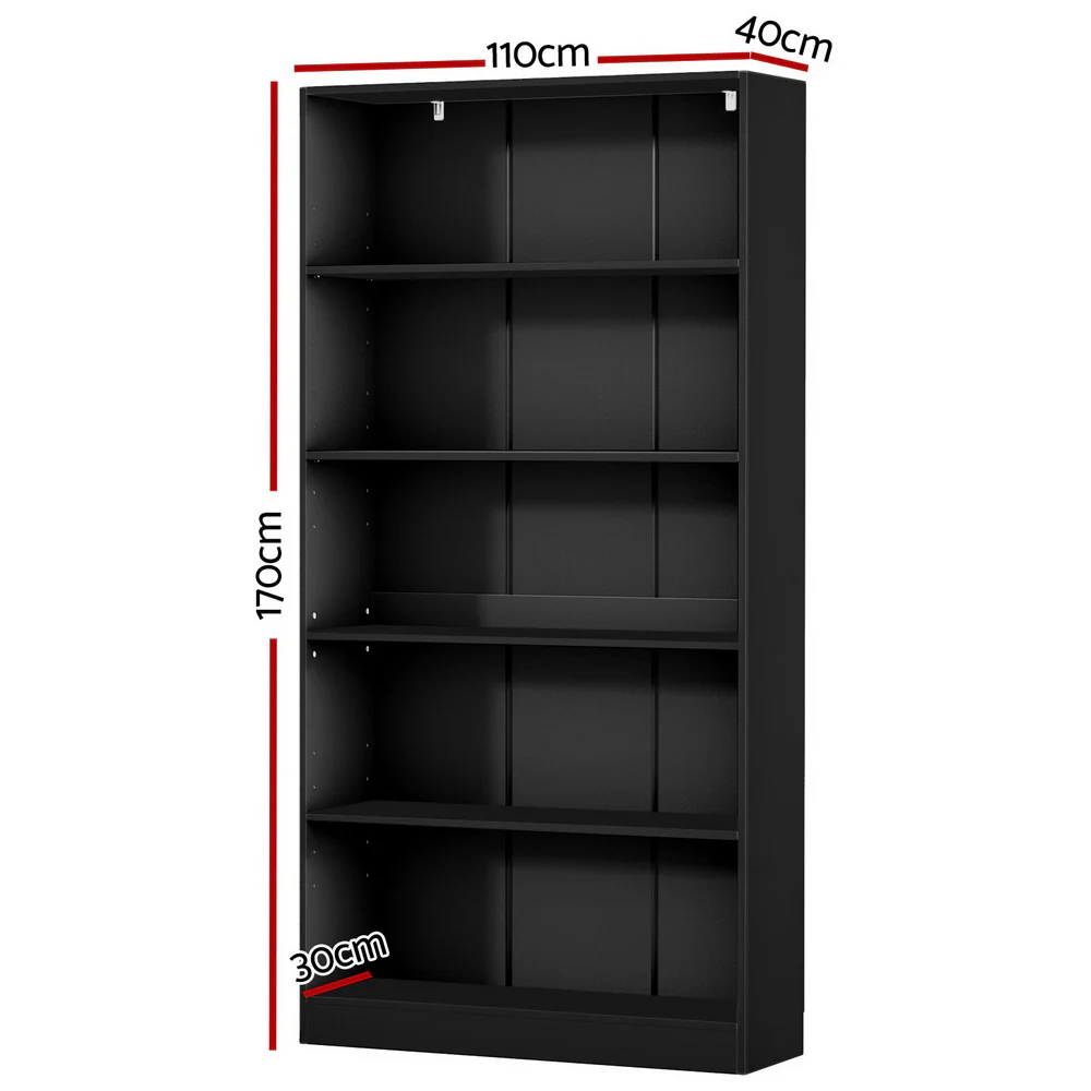 Artiss Bookshelf 5 Tiers ANTON Black - Image 3