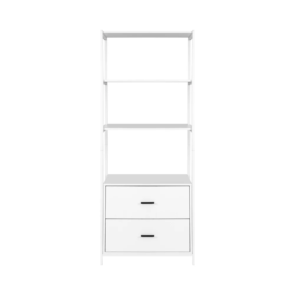 Artiss Bookshelf Display Shelf 2 Drawers 152CM White - Image 5
