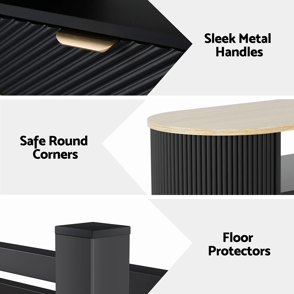 Artiss Coffee Table Drawer Shelf Wood&Black - Image 6