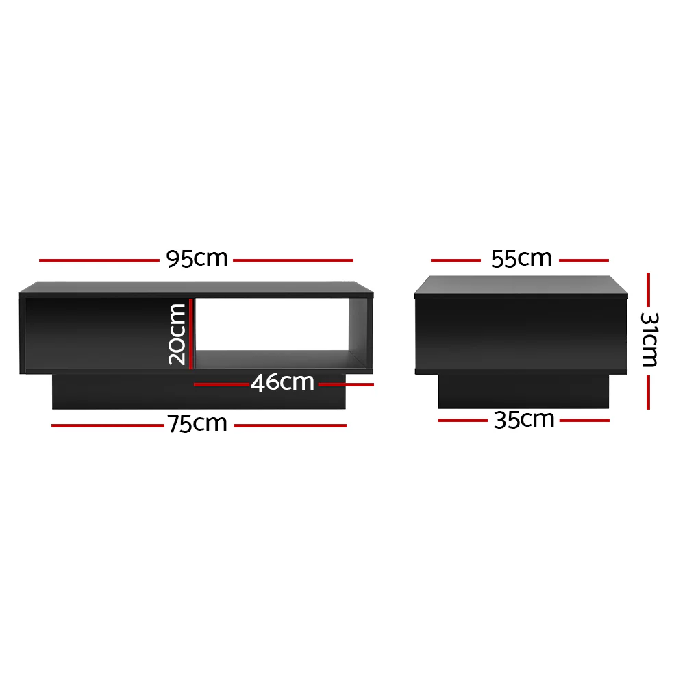 Artiss Coffee Table Led Lights Black - Image 2