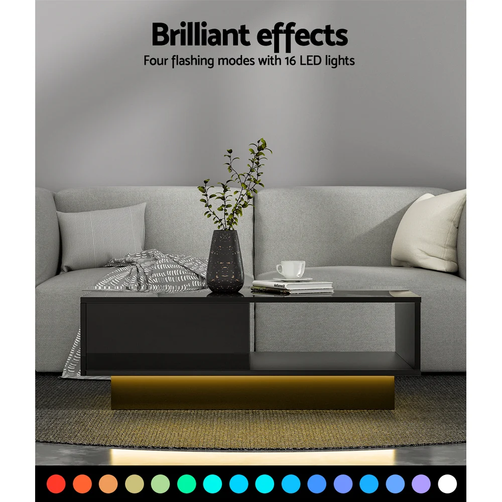 Artiss Coffee Table Led Lights Black - Image 4
