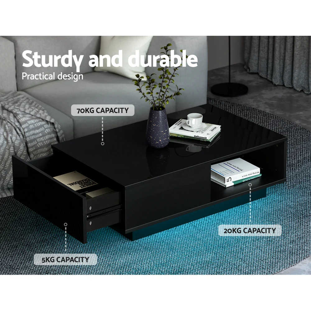 Artiss Coffee Table Led Lights Black - Image 6