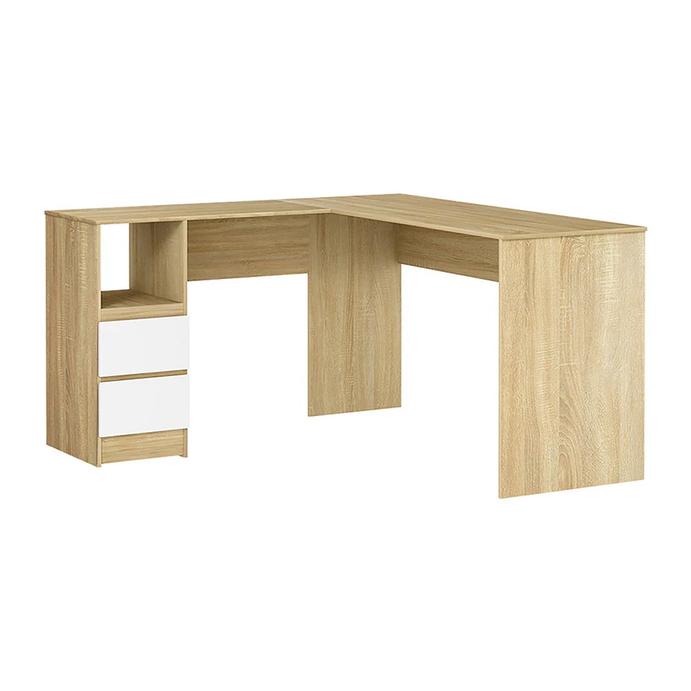 Artiss Computer Desk Drawer Cabinet L-Shape Oak 136CM - Image 7