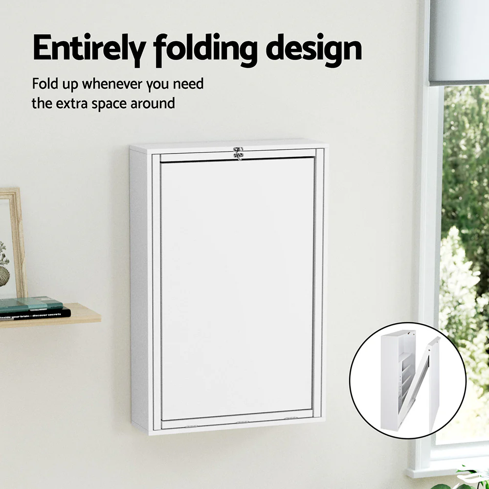 Artiss Computer Desk Office Chair Set PU Leather Wall Mount Foldable Table White - Image 5