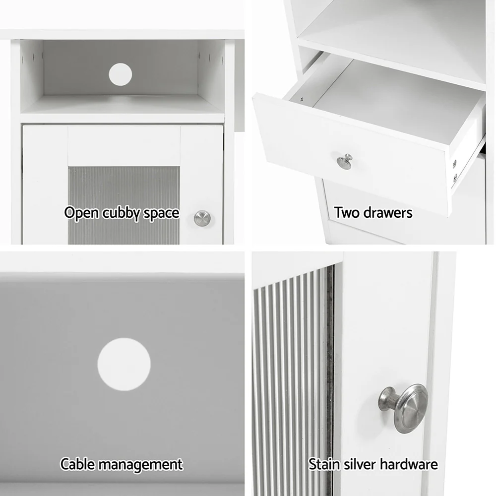 Artiss Computer Desk Shelf Cabinet L-Shape White 150CM - Image 6