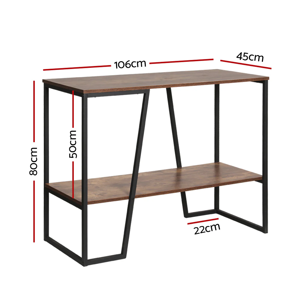 Artiss Console Table 106CM 2-tier Walnut Cora - Image 4