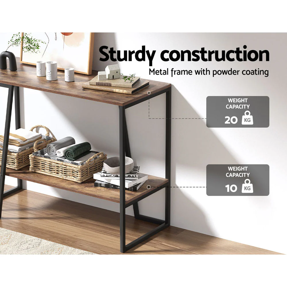 Artiss Console Table 106CM 2-tier Walnut Cora - Image 8