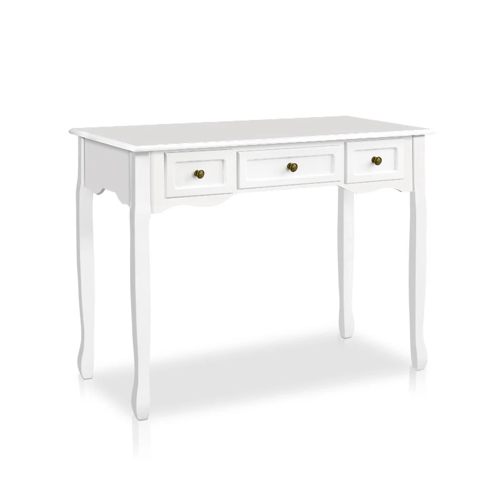 Artiss Console Table 3 Drawers White Hamptons - Image 3