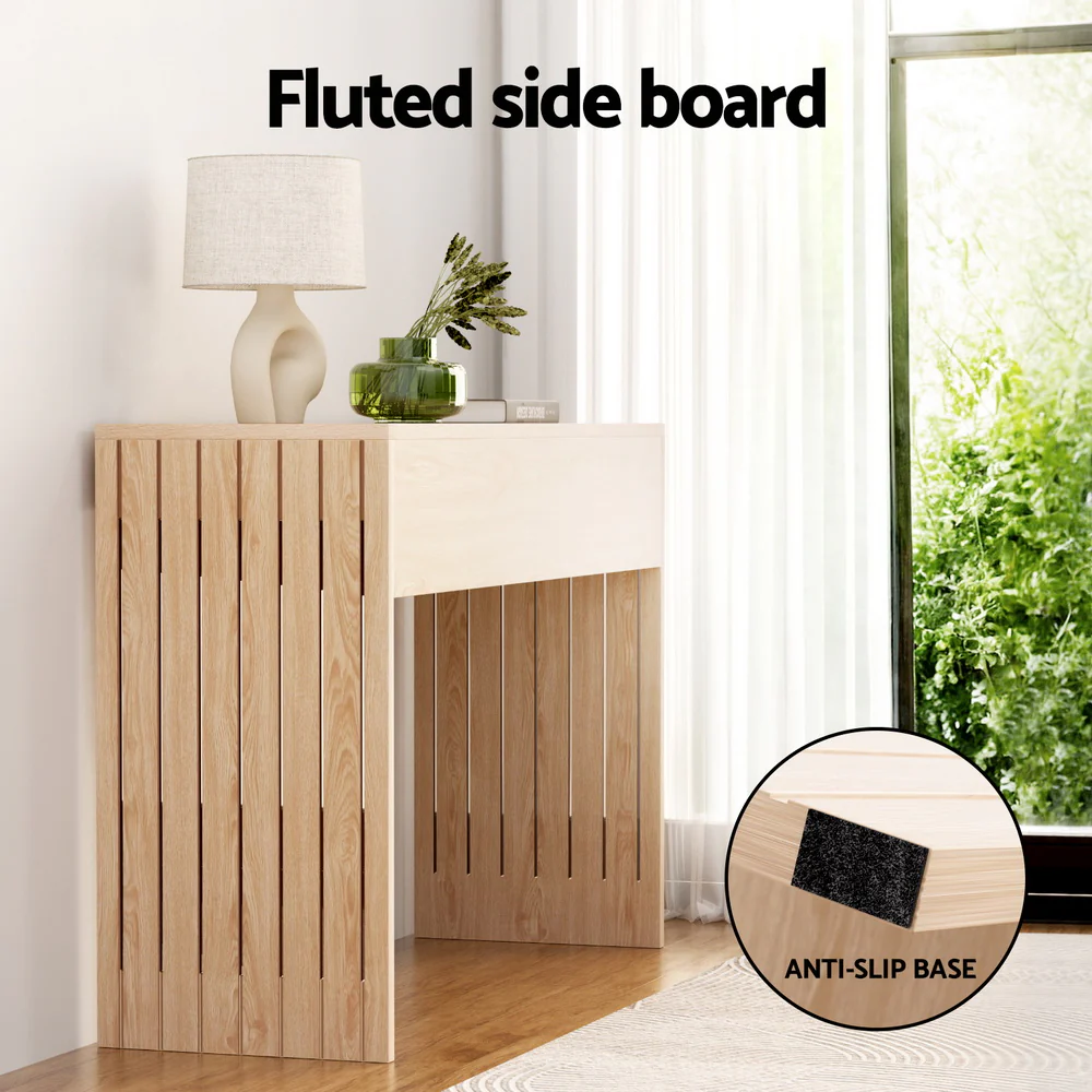 Artiss Console Table Hallway Fluted 120CM Pine - Image 8