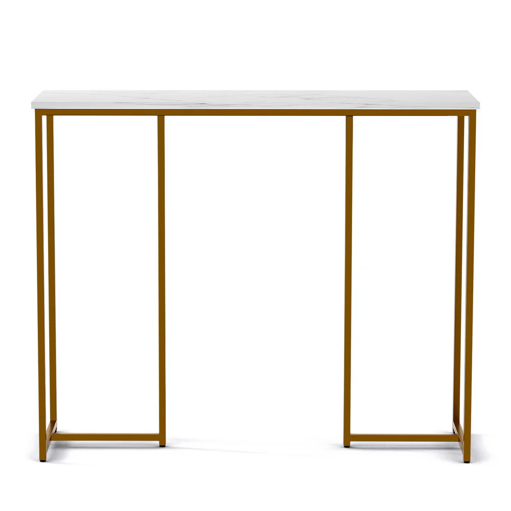 Artiss Console Table Marble Effect White&Gold - Image 3