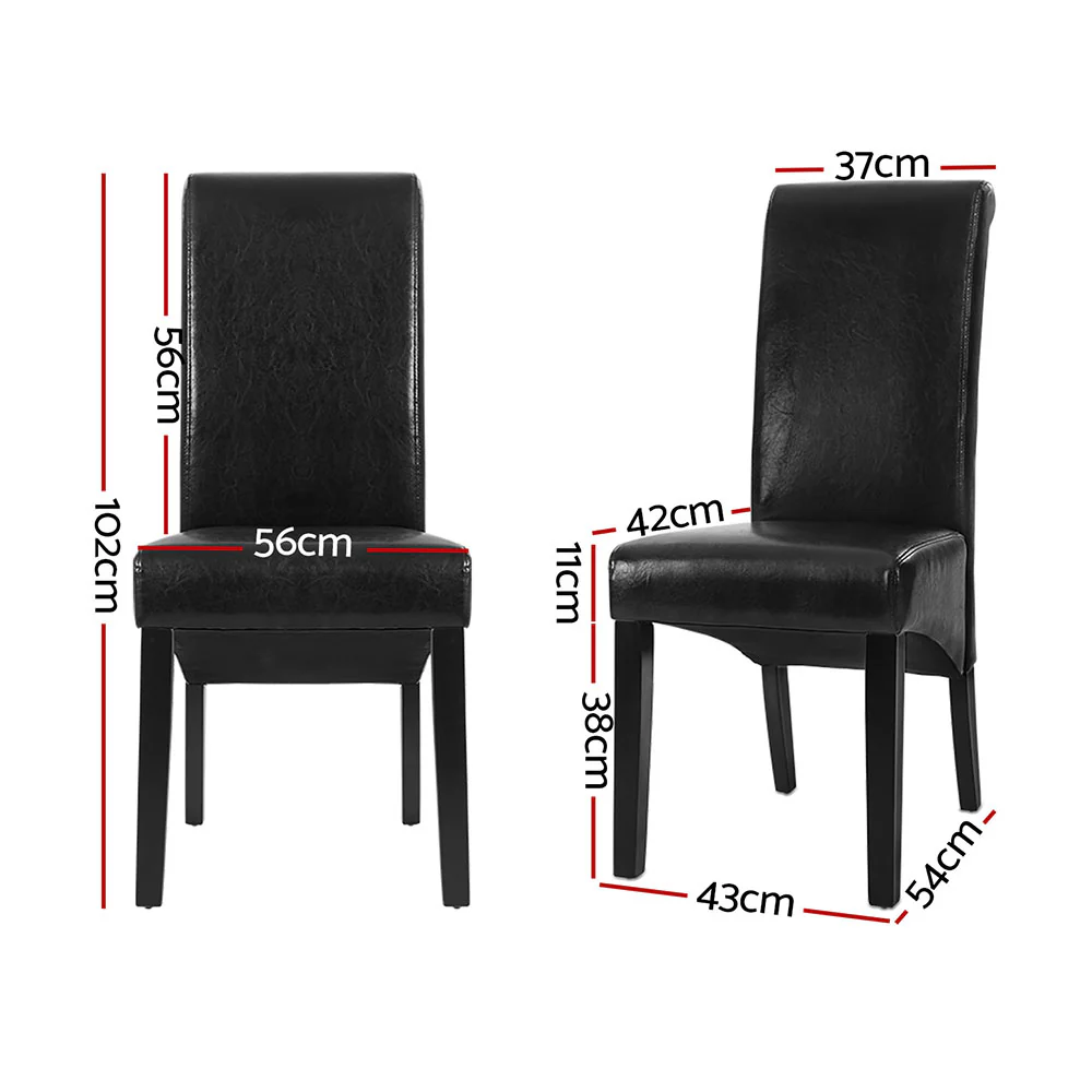 Artiss Dining Chairs Set of 2 Leather Parsons Chair Black - Image 2