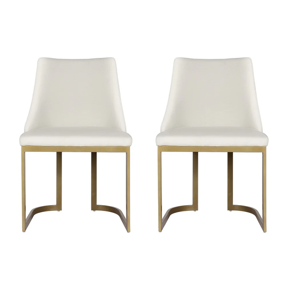 Artiss Dining Chairs Set of 2 Linen Fabric Frame Beige - Image 3