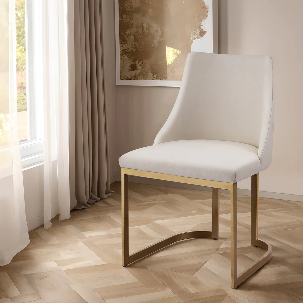Artiss Dining Chairs Set of 2 Linen Fabric Frame Beige - Image 7