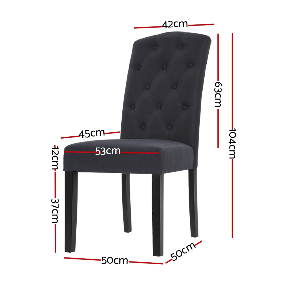 Artiss Dining Chairs Set of 2 Linen Parsons Chair Dark Grey - Image 2