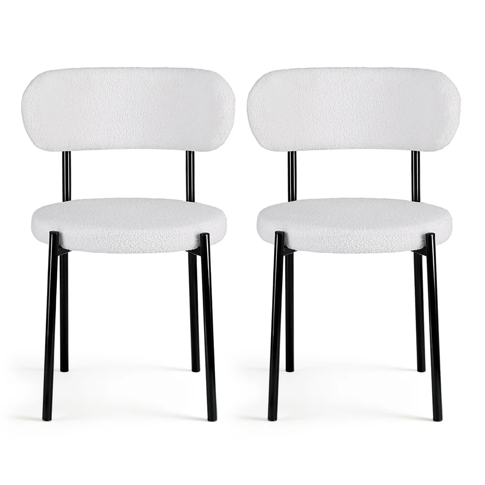 Artiss Dining Chairs Set of 2 Sherpa Boucle White - Image 3