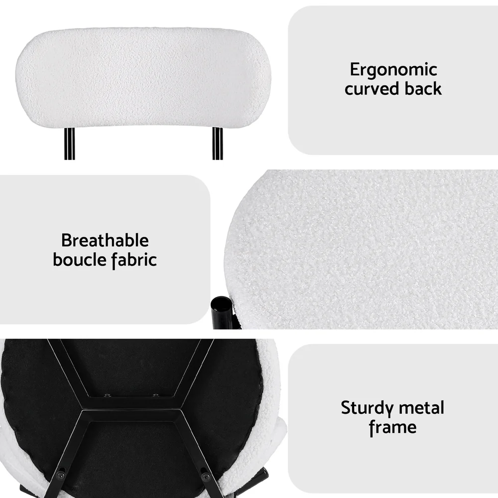 Artiss Dining Chairs Set of 2 Sherpa Boucle White - Image 6