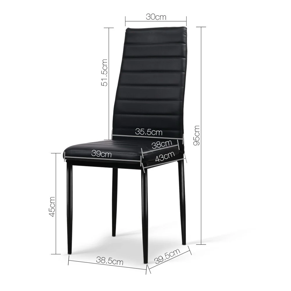 Artiss Dining Chairs Set of 4 Leather Channel Tufted Black - Image 2