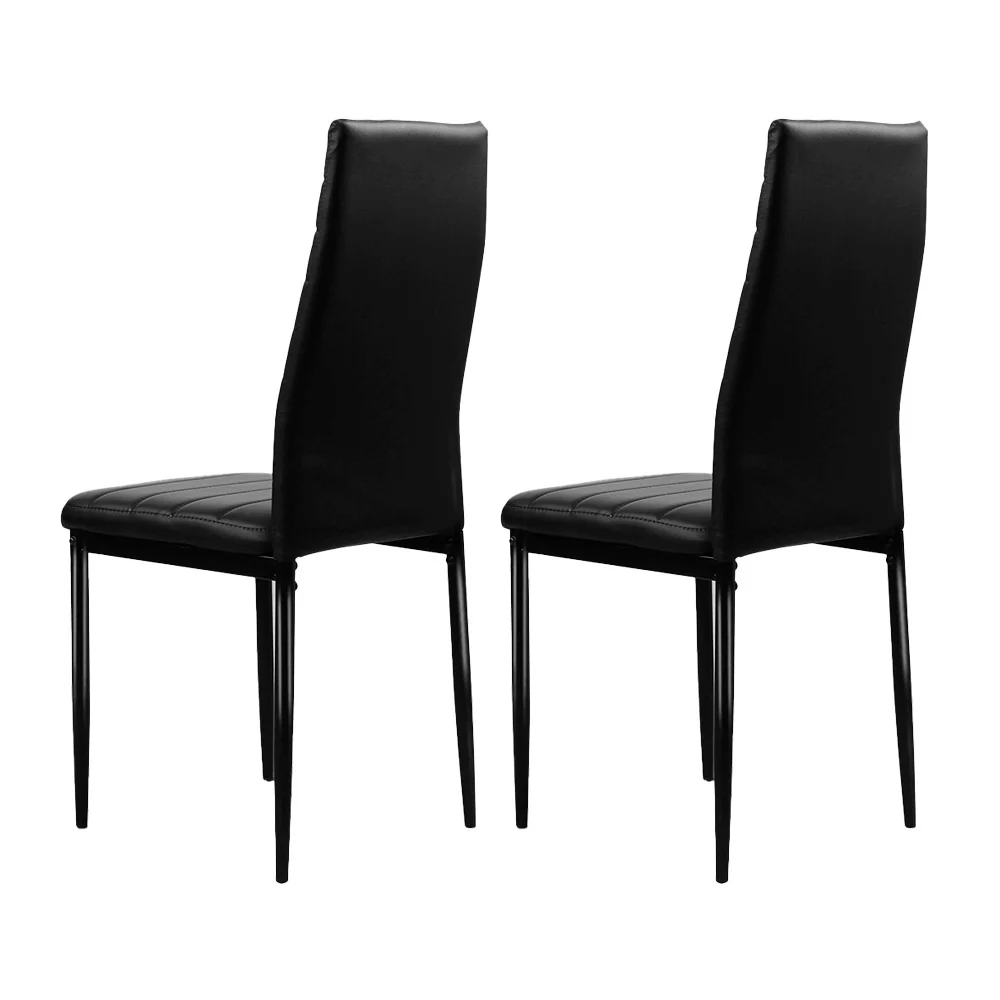 Artiss Dining Chairs Set of 4 Leather Channel Tufted Black - Image 3