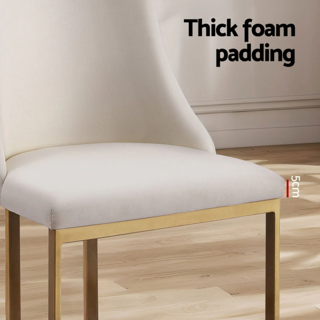 Artiss Dining Chairs Set of 4 Linen Fabric Frame Beige - Image 6