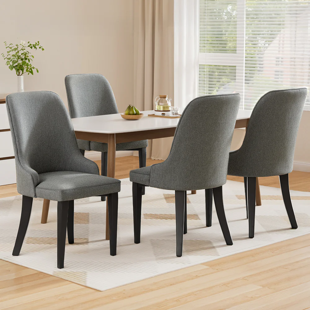 Artiss Dining Chairs Set of 4 Linen Fabric Grey - Image 7