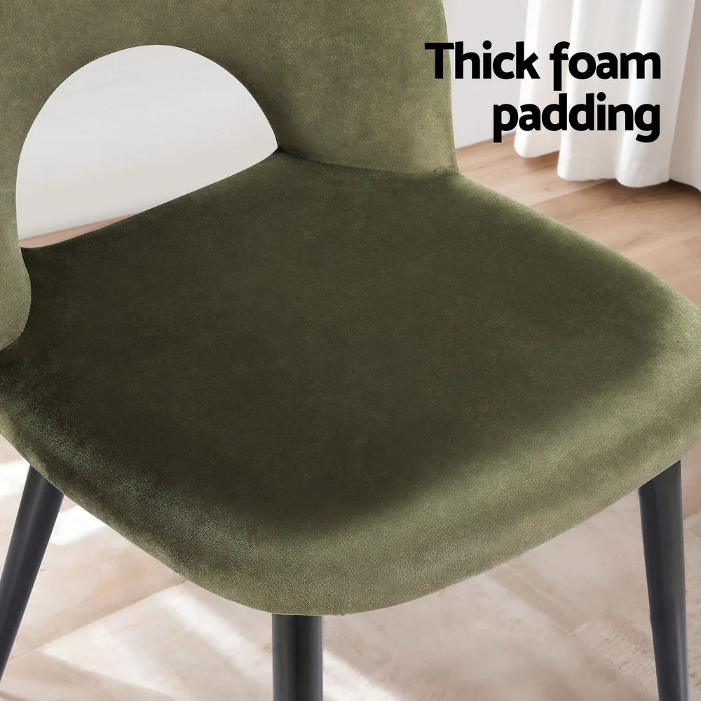 Artiss Dining Chairs Set of 4 Velvet Hollow Green - Image 6