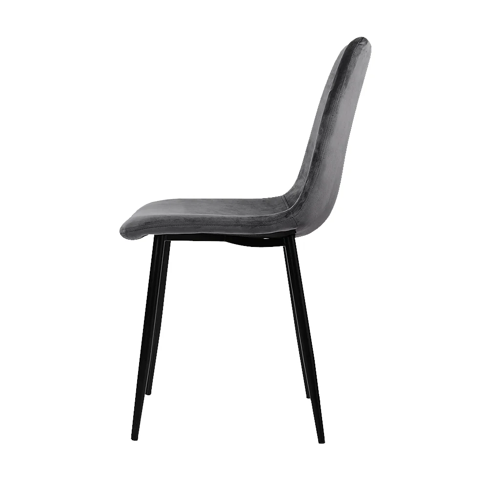 Artiss Dining Chairs Set of 4 Velvet Horizontal Slope Grey - Image 4