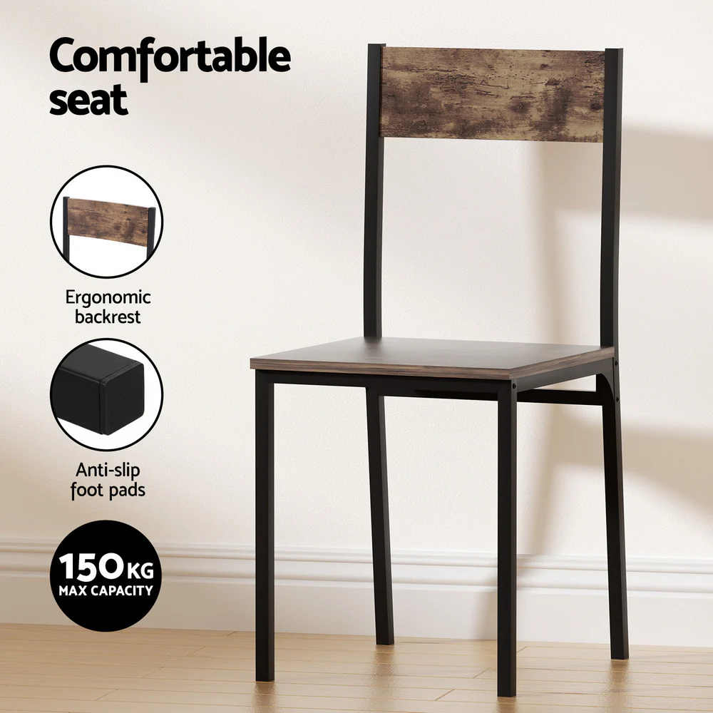 Artiss Dining Table and Chairs Set of 5 Compact Kitchen Furniture Rustic Brown - Image 6